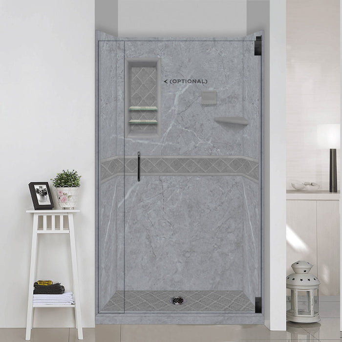 American Bath Factory Grio Marble Diamond Alcove Shower Enclosure Kit