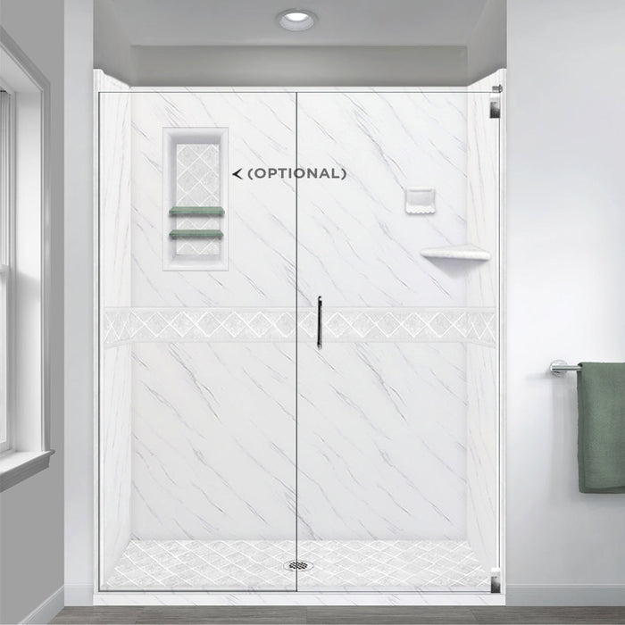 American Bath Factory Carrara Marble Diamond Alcove Shower Enclosure Kit