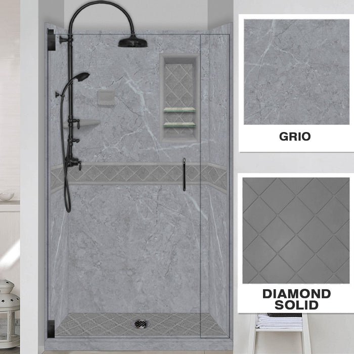 American Bath Factory Grio Marble Diamond Alcove Shower Enclosure Kit