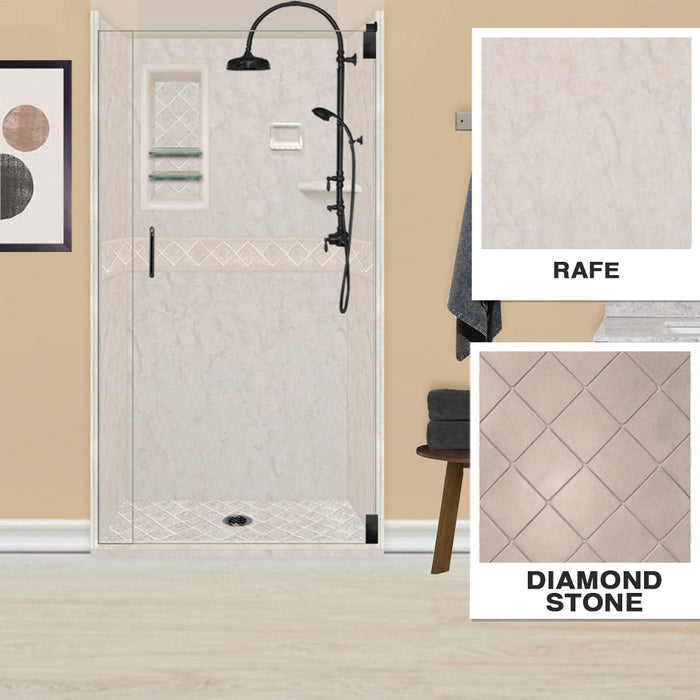 American Bath Factory Rafe Marble Diamond Alcove Shower Enclosure Kit