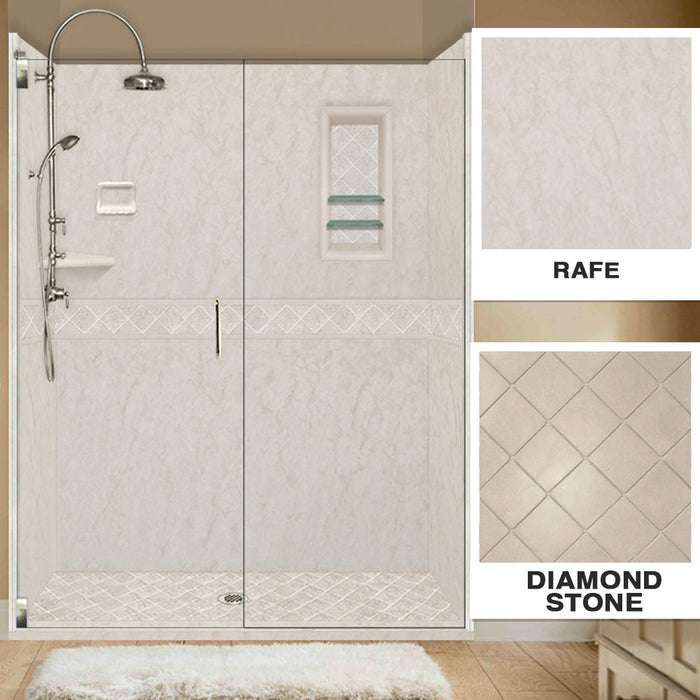 American Bath Factory Rafe Marble Diamond Alcove Shower Enclosure Kit