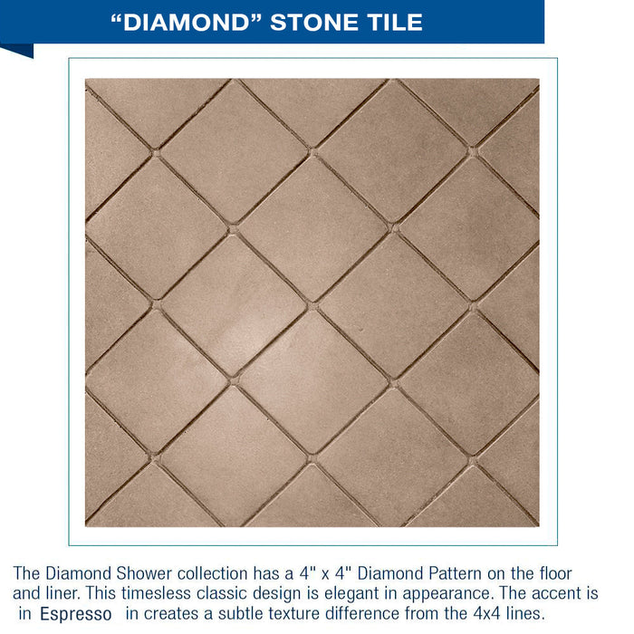 American Bath Factory Diamond Brown Sugar 60" Alcove Stone Shower Kit