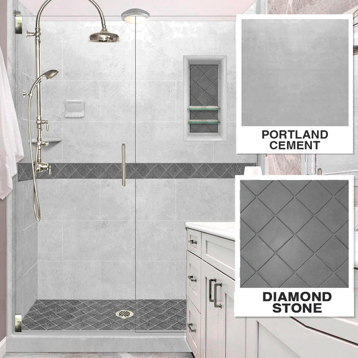 American Bath Factory Diamond Portland Cement 60" Alcove Shower Enclosure Kit