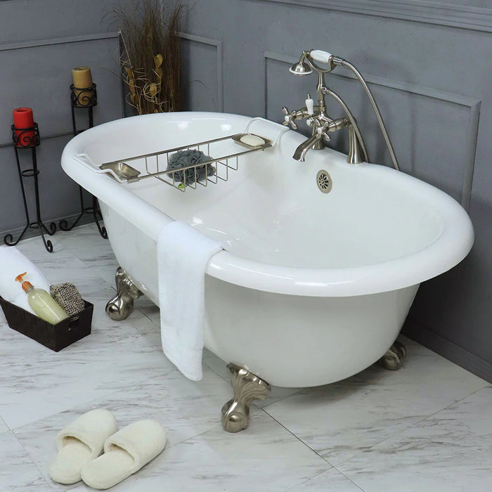 American Bath Factory 70" Satin Nickel Finish Clawfoot Double Ended Bathtub