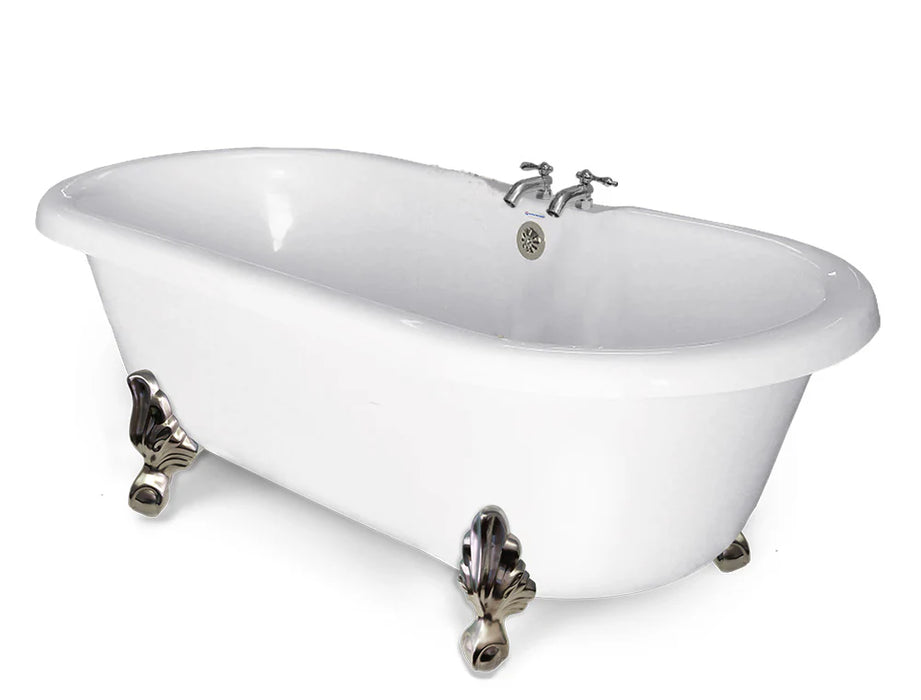 American Bath Factory 70" Satin Nickel Finish Clawfoot Double Ended Bathtub