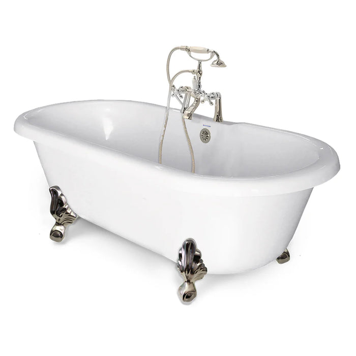 American Bath Factory 70" Satin Nickel Finish Clawfoot Double Ended Bathtub