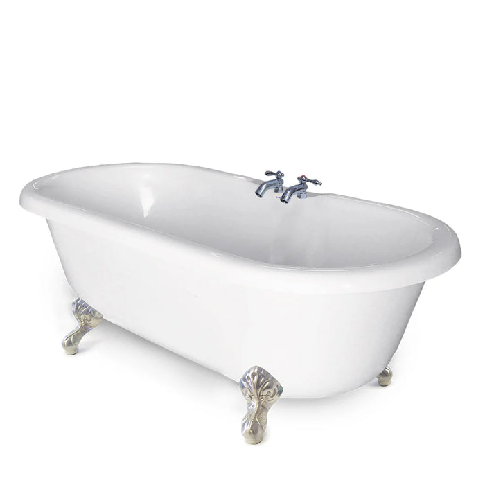 American Bath Factory 70" Satin Nickel Finish Clawfoot Double Ended Bathtub