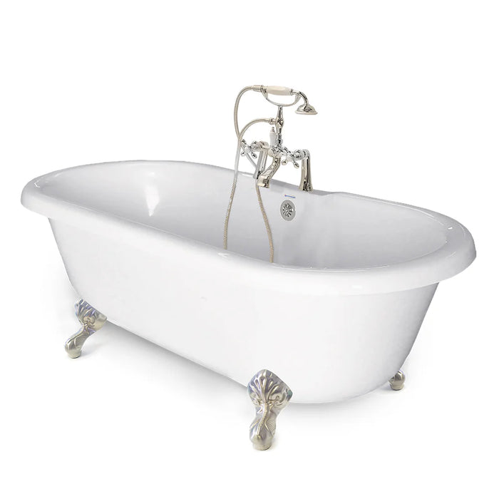 American Bath Factory 70" Satin Nickel Finish Clawfoot Double Ended Bathtub