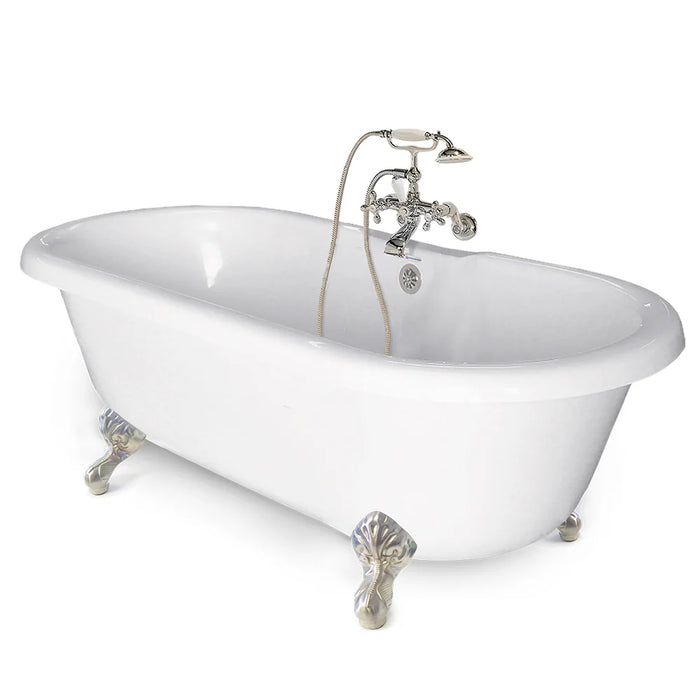 American Bath Factory 70" Satin Nickel Finish Clawfoot Double Ended Bathtub