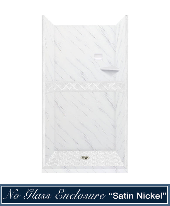 American Bath Factory Carrara Marble Diamond Alcove Shower Enclosure Kit