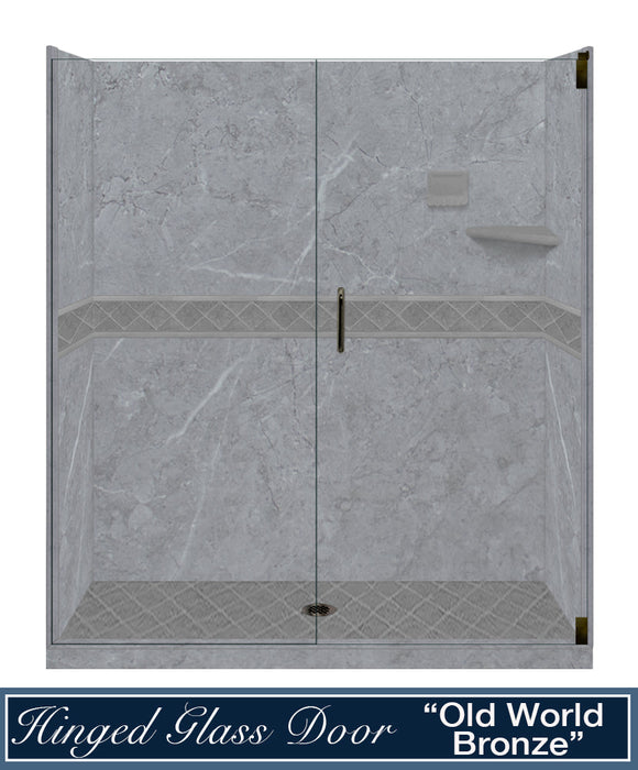 American Bath Factory Grio Marble Diamond Alcove Shower Enclosure Kit