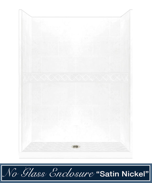 American Bath Factory Diamond Natural Buff  Alcove Stone Shower Enclosure Kit