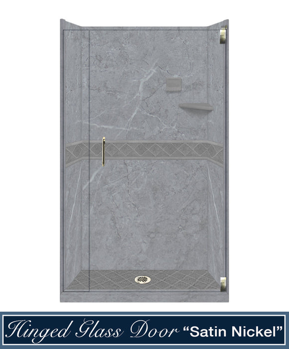 American Bath Factory Grio Marble Diamond Alcove Shower Enclosure Kit