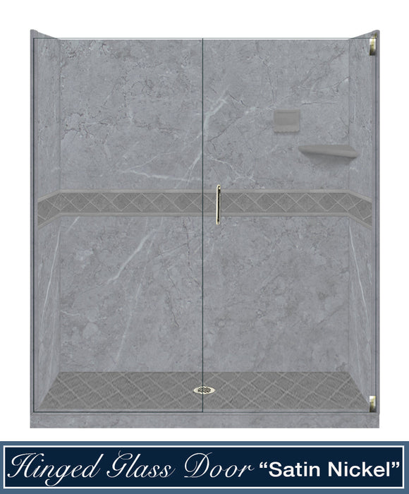 American Bath Factory Grio Marble Diamond Alcove Shower Enclosure Kit