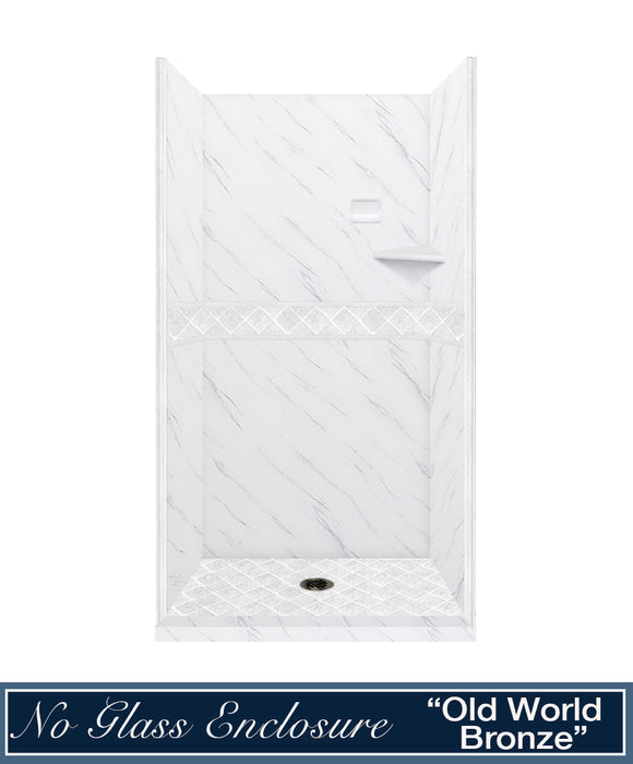 American Bath Factory Carrara Marble Diamond Alcove Shower Enclosure Kit