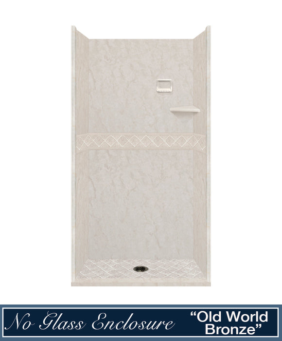 American Bath Factory Rafe Marble Diamond Alcove Shower Enclosure Kit