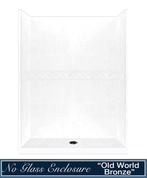 American Bath Factory Diamond Natural Buff  Alcove Stone Shower Enclosure Kit