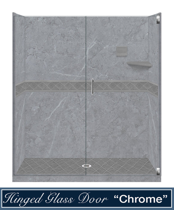 American Bath Factory Grio Marble Diamond Alcove Shower Enclosure Kit