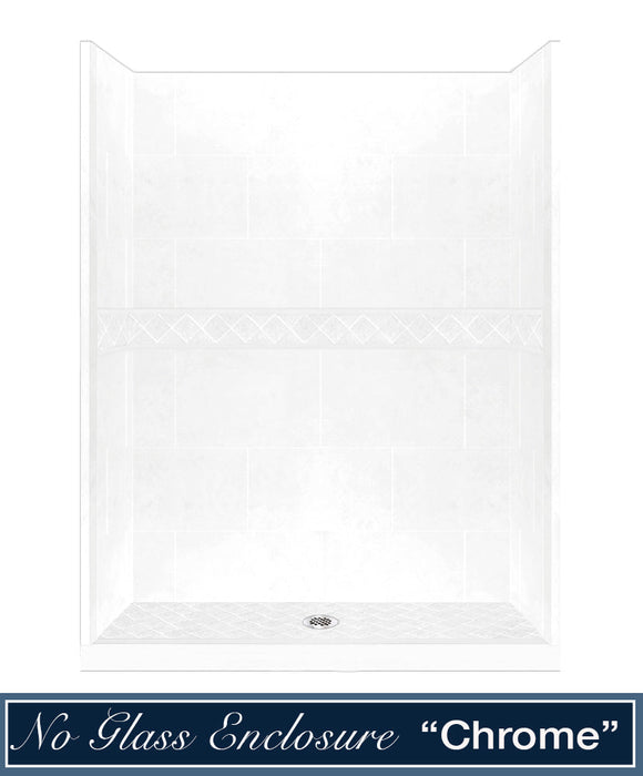 American Bath Factory Diamond Natural Buff  Alcove Stone Shower Enclosure Kit