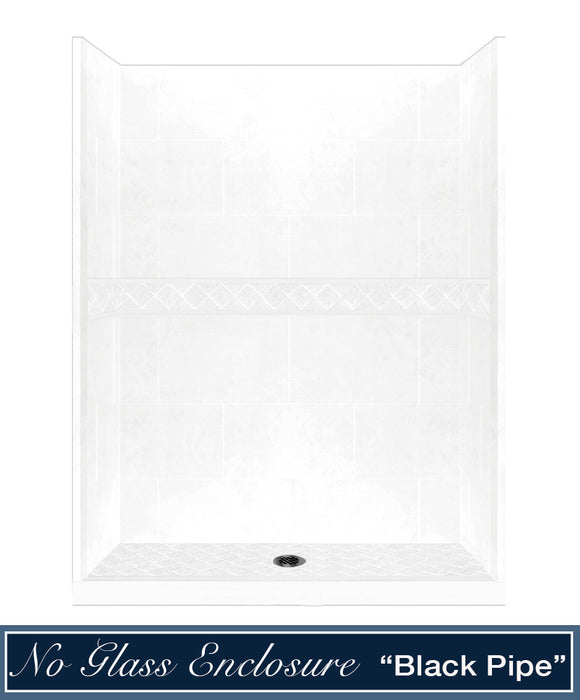 American Bath Factory Diamond Natural Buff  Alcove Stone Shower Enclosure Kit