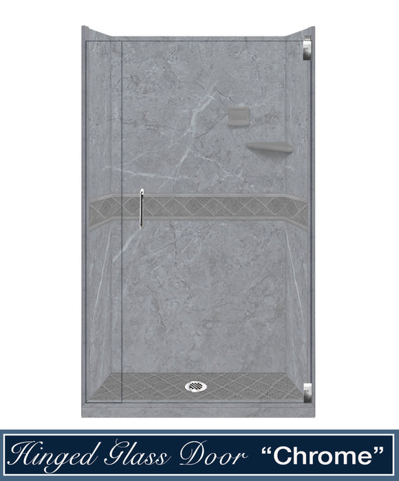 American Bath Factory Grio Marble Diamond Alcove Shower Enclosure Kit