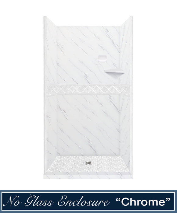 American Bath Factory Carrara Marble Diamond Alcove Shower Enclosure Kit