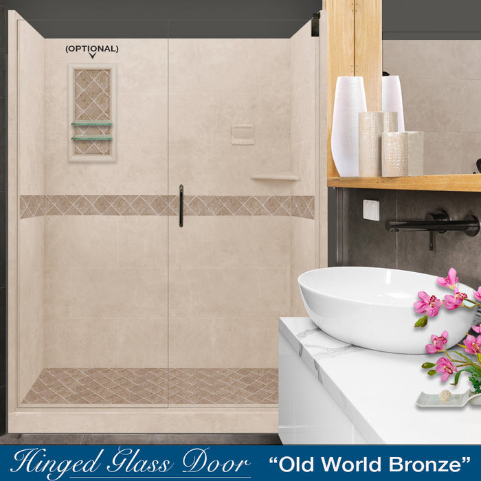 American Bath Factory Diamond Brown Sugar 60" Alcove Stone Shower Kit