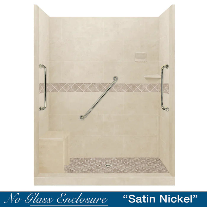 American Bath Factory Diamond Desert Sand 60" Alcove Stone Shower Kit SPECIAL (FREE - Shampoo Niche)