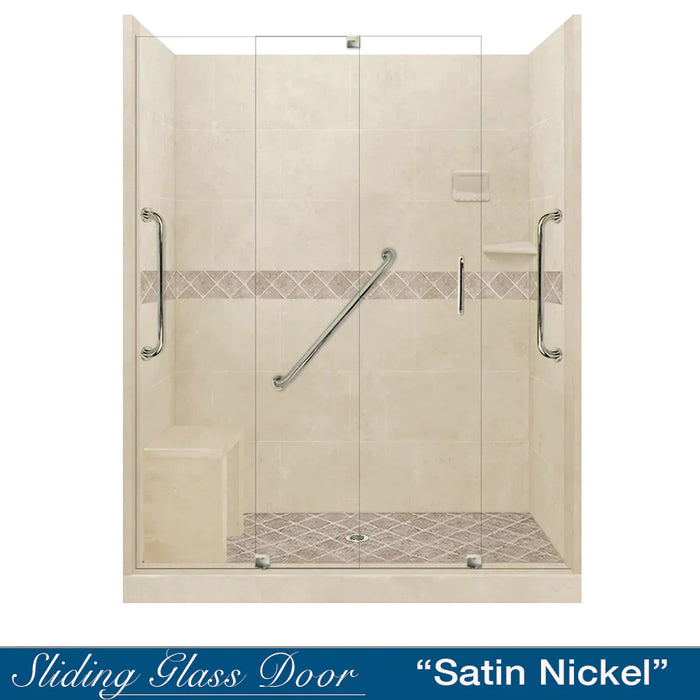 American Bath Factory Diamond Desert Sand 60" Alcove Stone Shower Kit SPECIAL (FREE - Shampoo Niche)