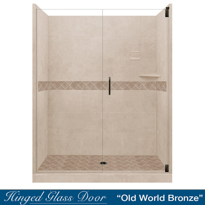 American Bath Factory Diamond Brown Sugar 60" Alcove Stone Shower Kit