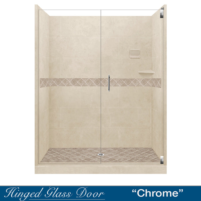 American Bath Factory Diamond Desert Sand 60" Alcove Stone Shower Kit SPECIAL (FREE - Shampoo Niche)