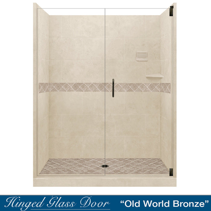 American Bath Factory Diamond Desert Sand 60" Alcove Stone Shower Kit SPECIAL (FREE - Shampoo Niche)