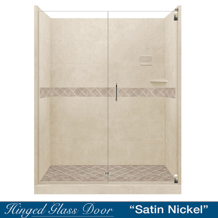 American Bath Factory Diamond Desert Sand 60" Alcove Stone Shower Kit SPECIAL (FREE - Shampoo Niche)