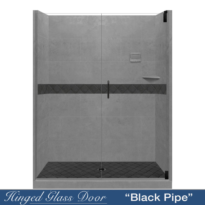 American Bath Factory Diamond Wet Cement 60" Alcove Stone Shower Enclosure Kit