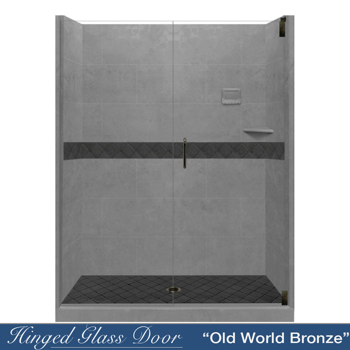 American Bath Factory Diamond Wet Cement 60" Alcove Stone Shower Enclosure Kit