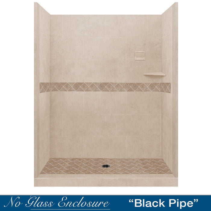 American Bath Factory Diamond Brown Sugar 60" Alcove Stone Shower Kit