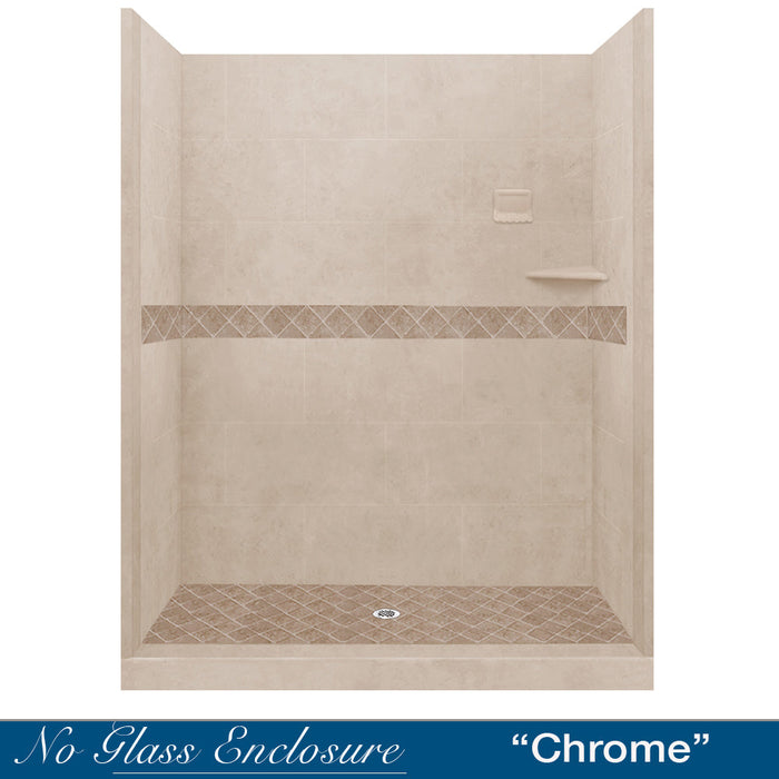 American Bath Factory Diamond Brown Sugar 60" Alcove Stone Shower Kit