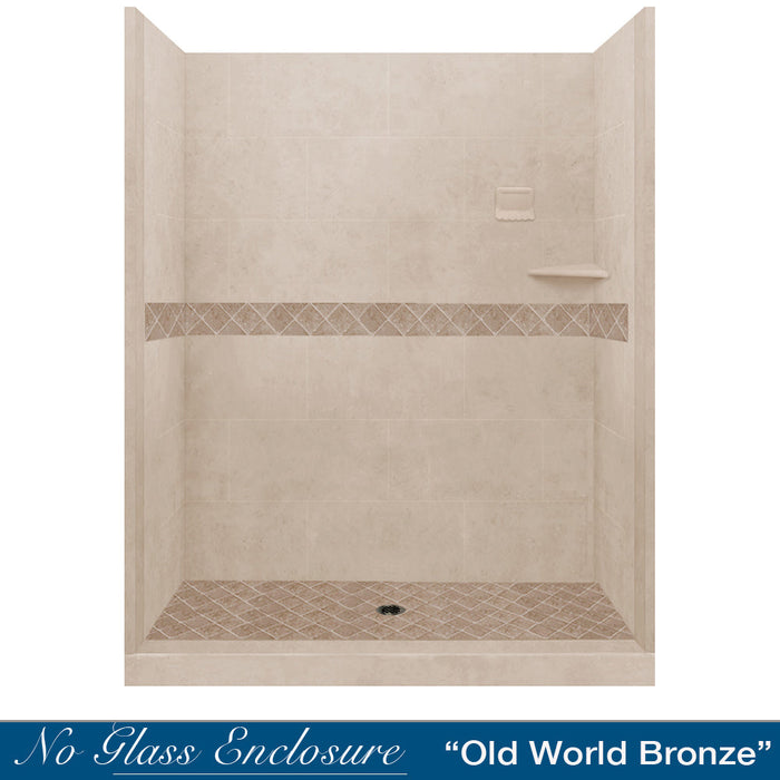 American Bath Factory Diamond Brown Sugar 60" Alcove Stone Shower Kit