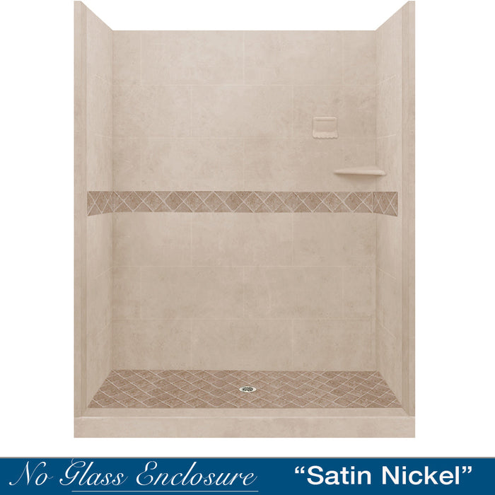 American Bath Factory Diamond Brown Sugar 60" Alcove Stone Shower Kit