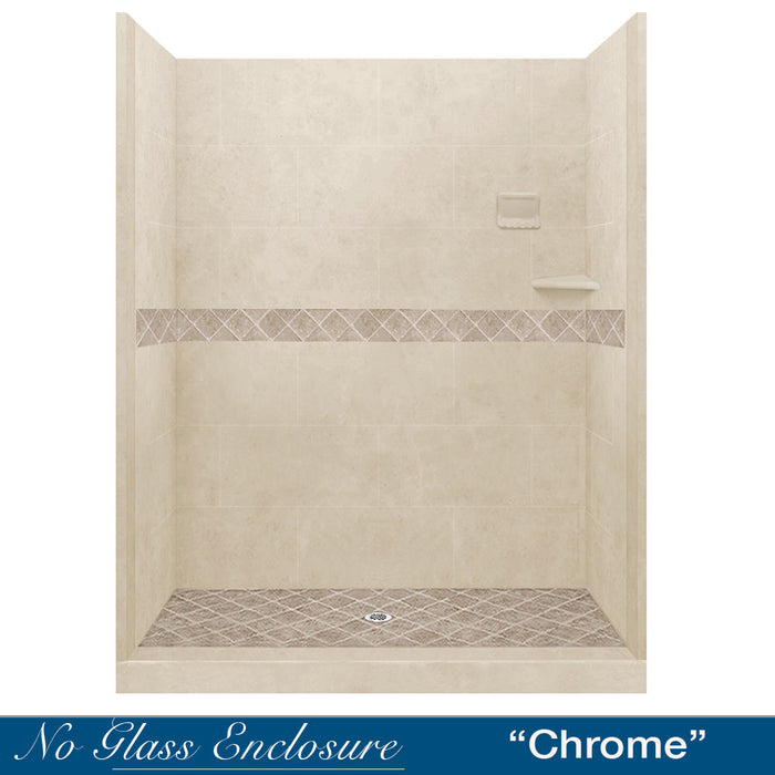 American Bath Factory Diamond Desert Sand 60" Alcove Stone Shower Kit SPECIAL (FREE - Shampoo Niche)