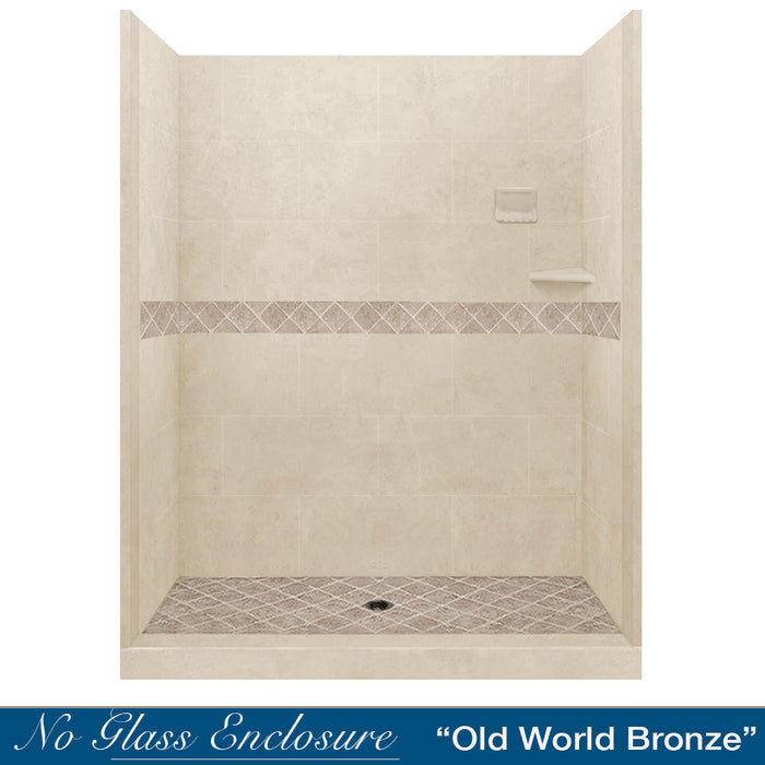 American Bath Factory Diamond Desert Sand 60" Alcove Stone Shower Kit SPECIAL (FREE - Shampoo Niche)