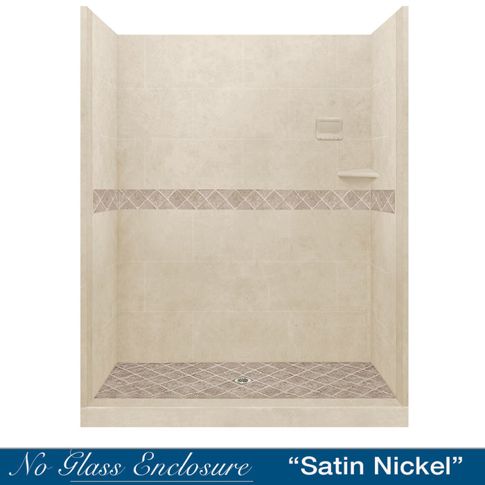 American Bath Factory Diamond Desert Sand 60" Alcove Stone Shower Kit SPECIAL (FREE - Shampoo Niche)