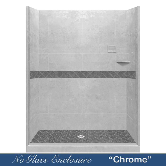 American Bath Factory Diamond Portland Cement 60" Alcove Shower Enclosure Kit