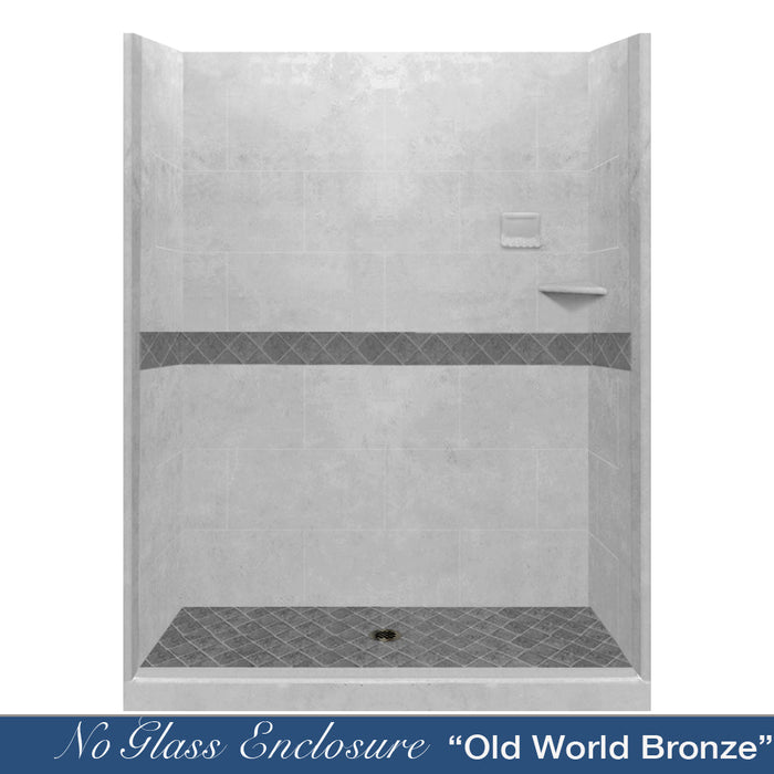 American Bath Factory Diamond Portland Cement 60" Alcove Shower Enclosure Kit