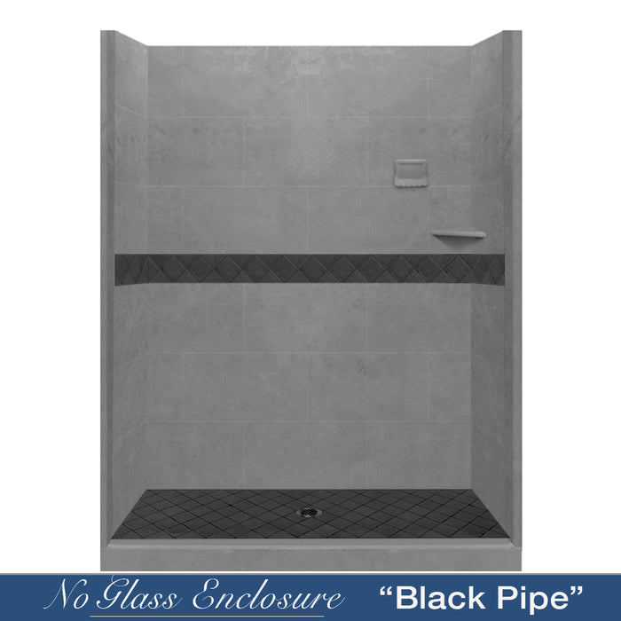 American Bath Factory Diamond Wet Cement 60" Alcove Stone Shower Enclosure Kit