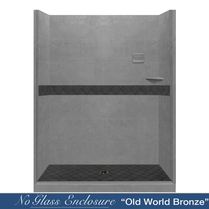 American Bath Factory Diamond Wet Cement 60" Alcove Stone Shower Enclosure Kit