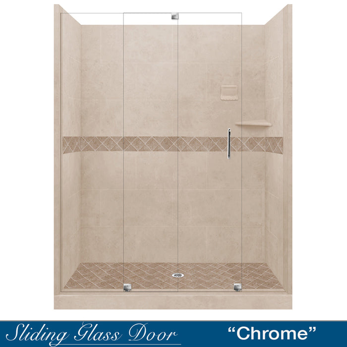 American Bath Factory Diamond Brown Sugar 60" Alcove Stone Shower Kit