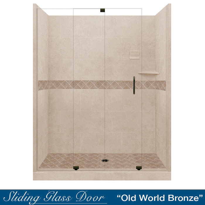 American Bath Factory Diamond Brown Sugar 60" Alcove Stone Shower Kit