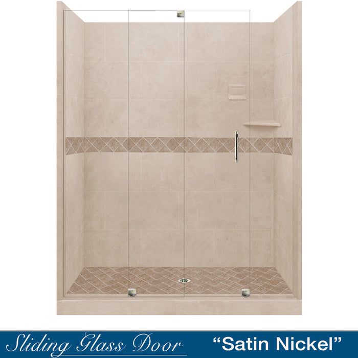 American Bath Factory Diamond Brown Sugar 60" Alcove Stone Shower Kit