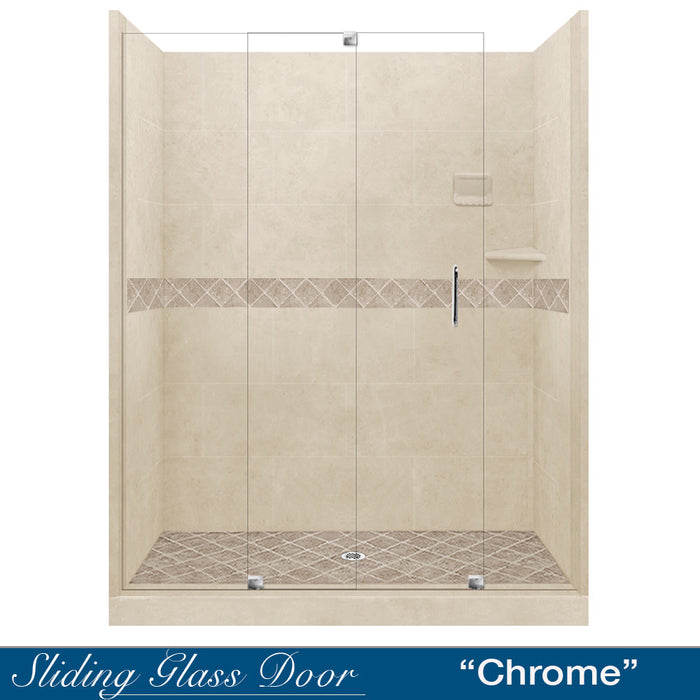 American Bath Factory Diamond Desert Sand 60" Alcove Stone Shower Kit SPECIAL (FREE - Shampoo Niche)